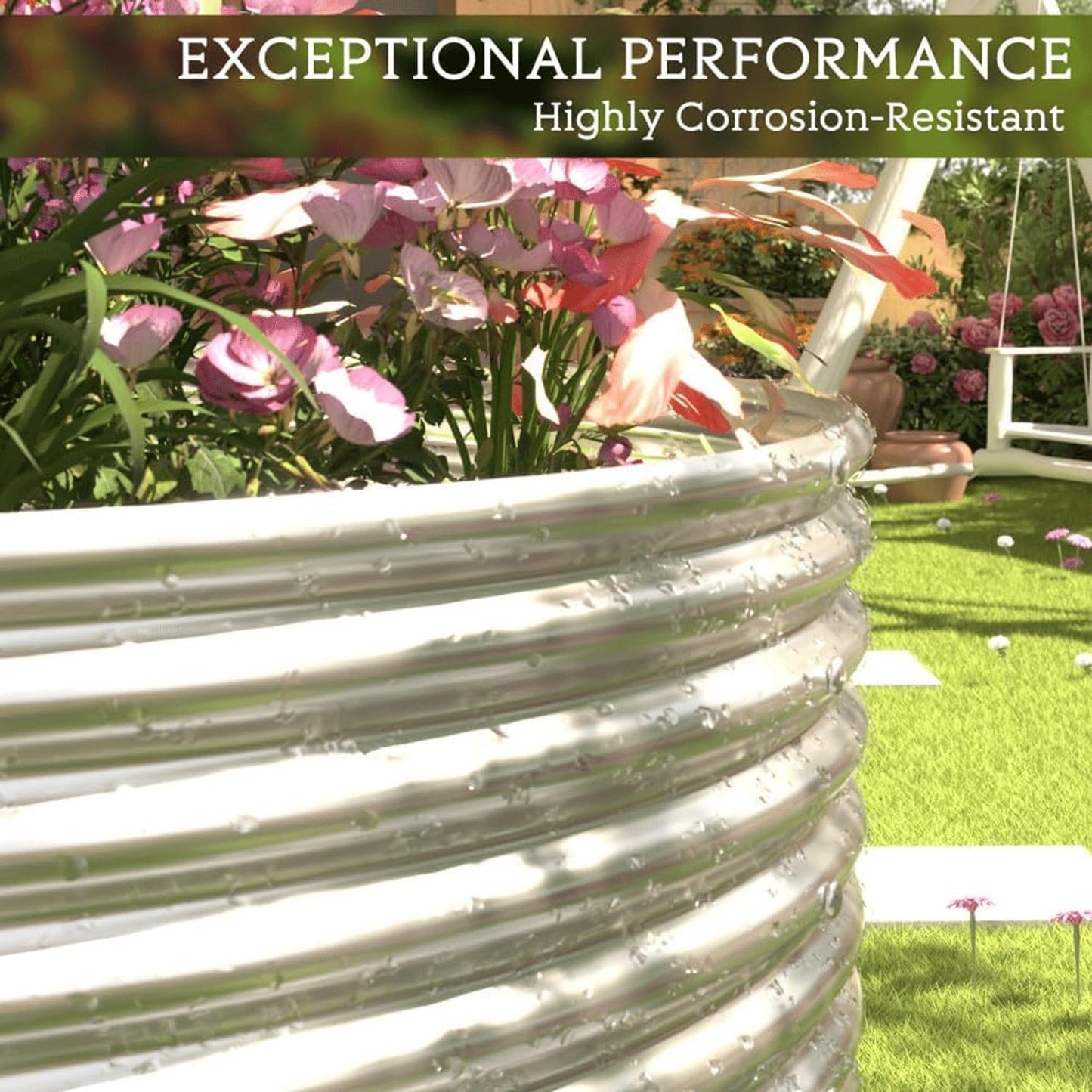 2 Pack 8x4FT Tall Galvanized Raised Garden Bed Outdoor,Metal Garden Bed for Vegetables,Steel Raised Beds for Gardening,Above Ground Garden Box for Flower-3L0