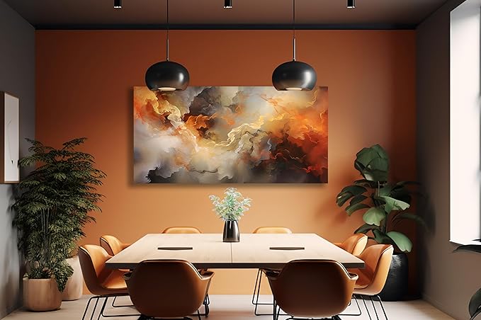 VHMING Abstract Wall Art Home Decor Orange Artwork Wall Art Prints Canvas Painting Wall Decor for Living Room Bedroom Office Decoration 24"x48"
