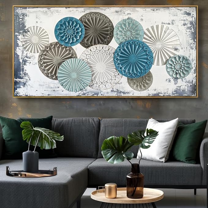 Wall Art Colorful Floral Rustic Wall Decor Canvas Painting Abstract Wall Art for Bedroom Living Room Dining Room Home Office Decor 24"x48" with Framed