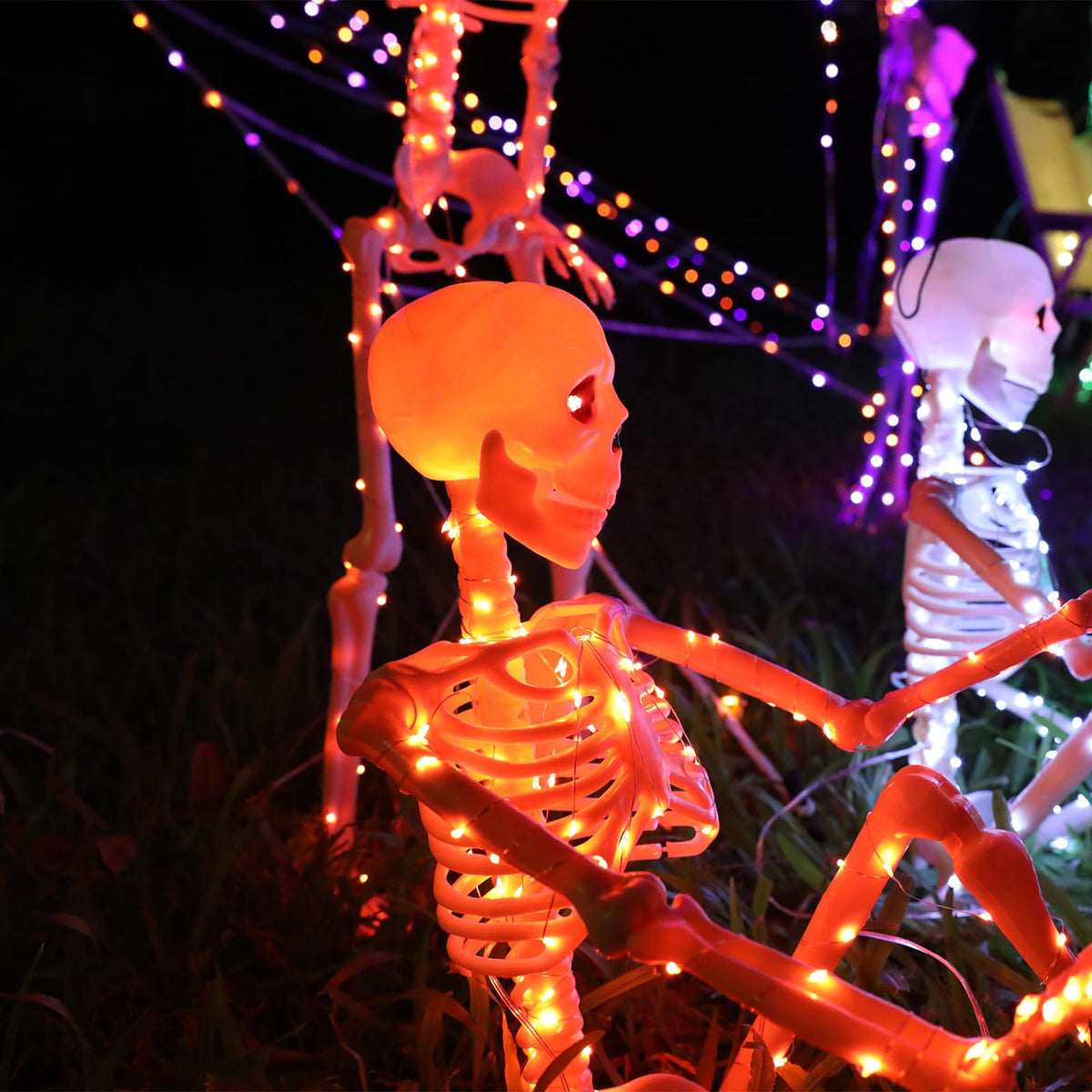 Halloween Decorations Outdoor Skeletons Set (Orange)