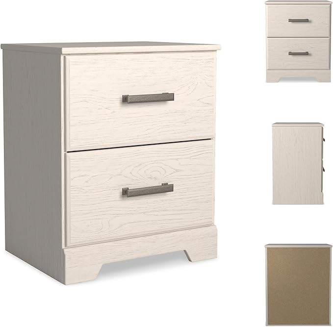 Signature Design by Ashley Stelsie Contemporary 2 Drawer Nightstand, 24.41" Tall, White