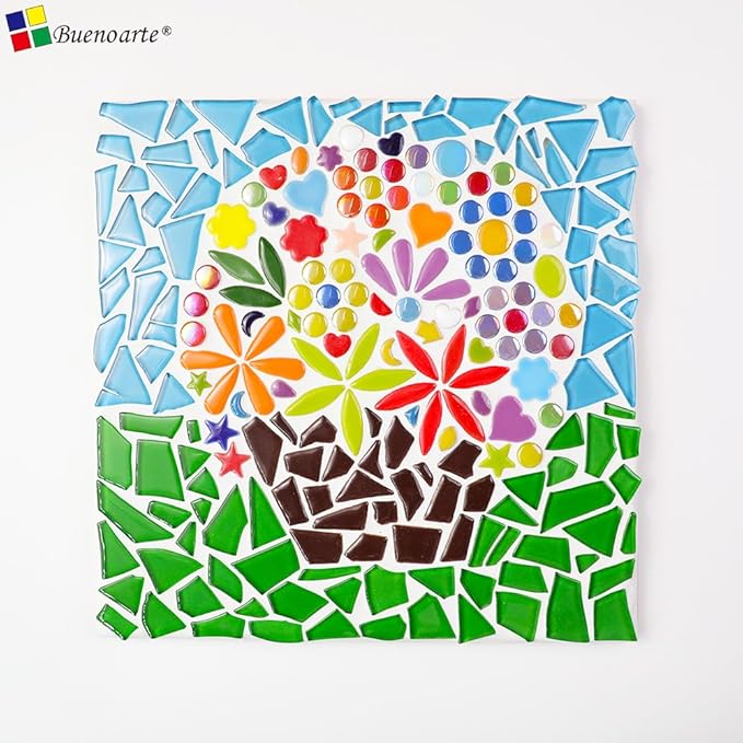 200g Ceramic Mosaic Tiles Pieces, Heart Star Oval Round Flower Shape Mosaics for Crafts Bulk,Student Adults Mosaic Kits Making (Heart Mix)