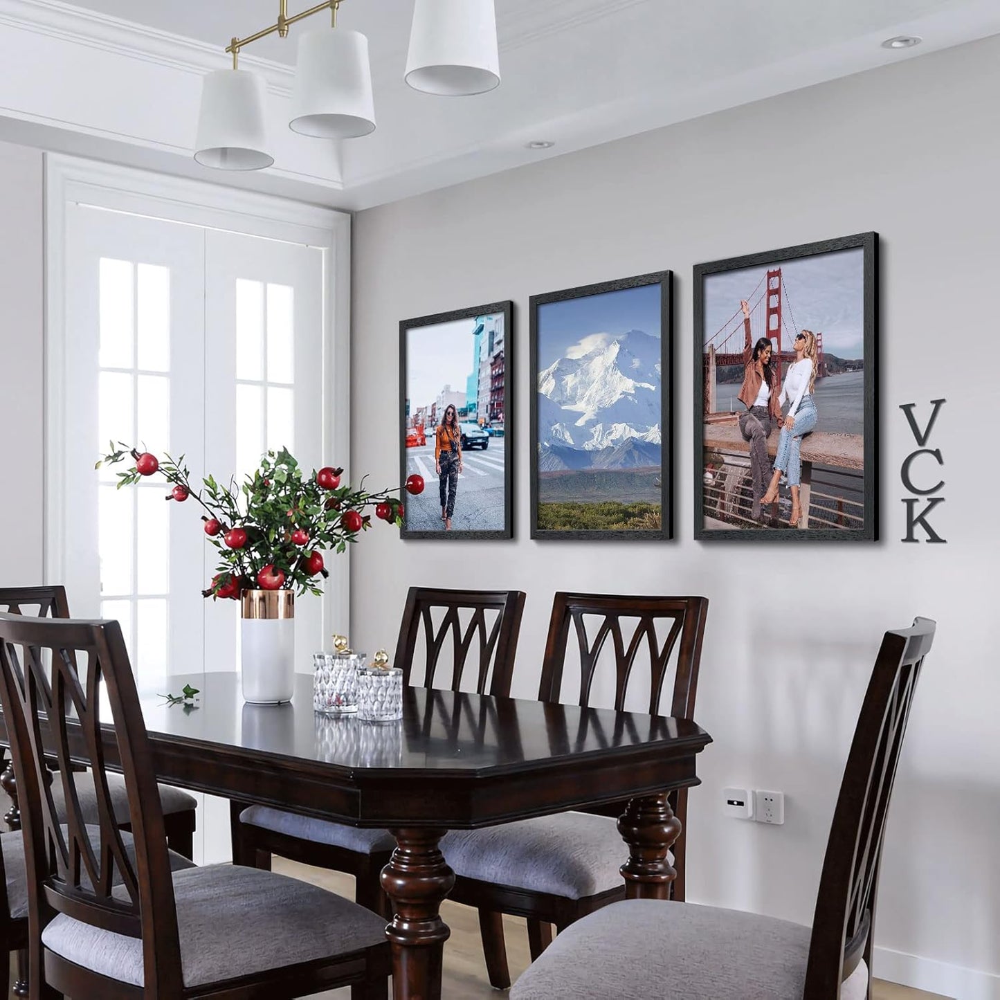 VCK 20x28 Poster Frame Set of 3 - Black, Textured Exclusive Solid Wood Picture Frames, Wall Hanging