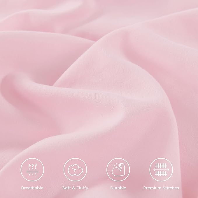 Andency Super King Ruffle Comforter Set, 3 Pieces Cute Shabby Chic Farmhouse Bedding Set, Soft Lightweight Oversized King Comforter Set 120x120 for Girls Women (1 Comforter 2 Pillowcases), Pink