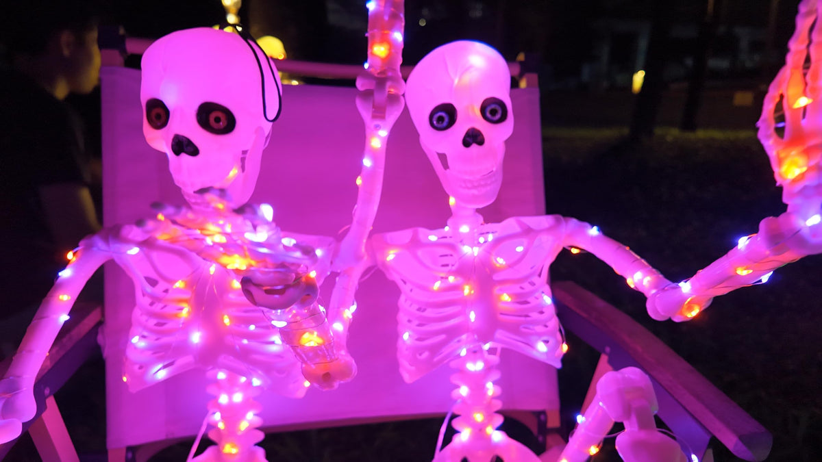 2Pack36 Halloween Skeleton Decoration with Orange&Purple Light (Orange&Purple Light)