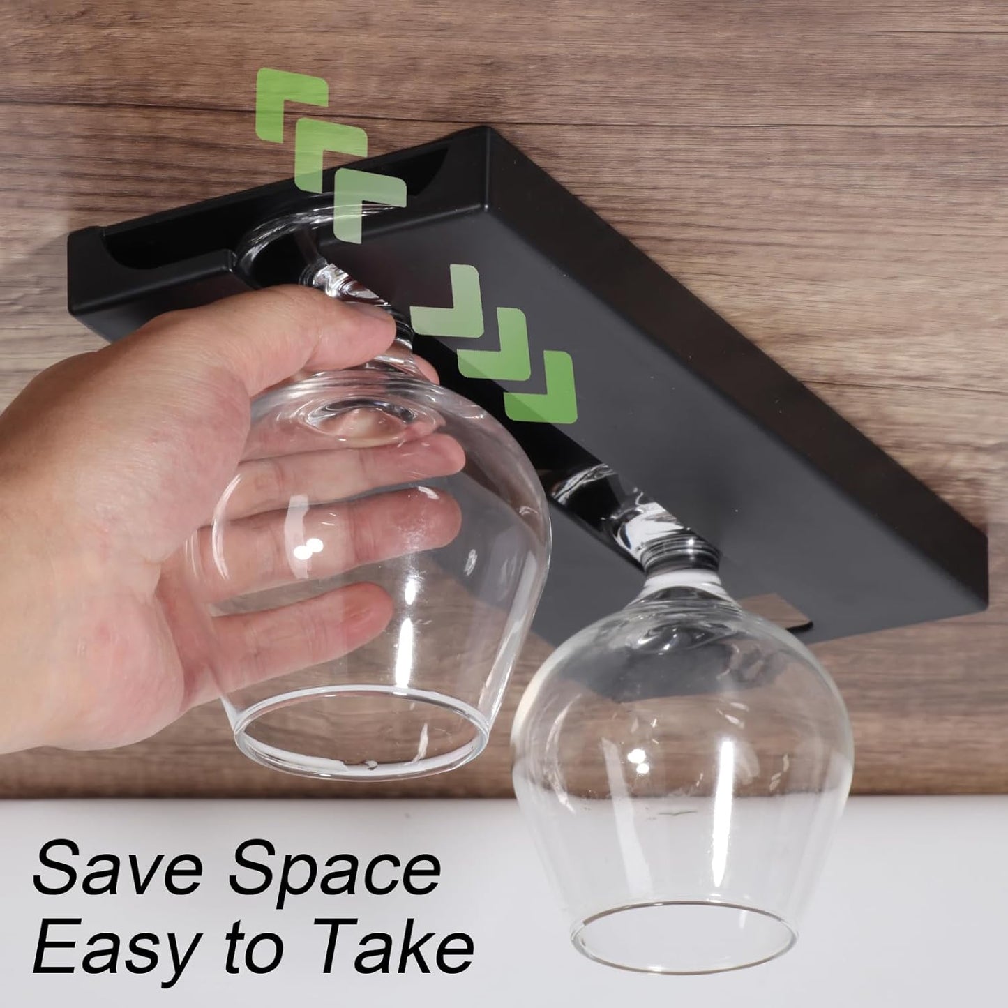 4 Pcs Wine Glass Holder Under Shelf or Cabinet Punch-free,Stemware Rack Glassware Drying Storage Hanger for Kitchen,Bar and Restaurant (White) 