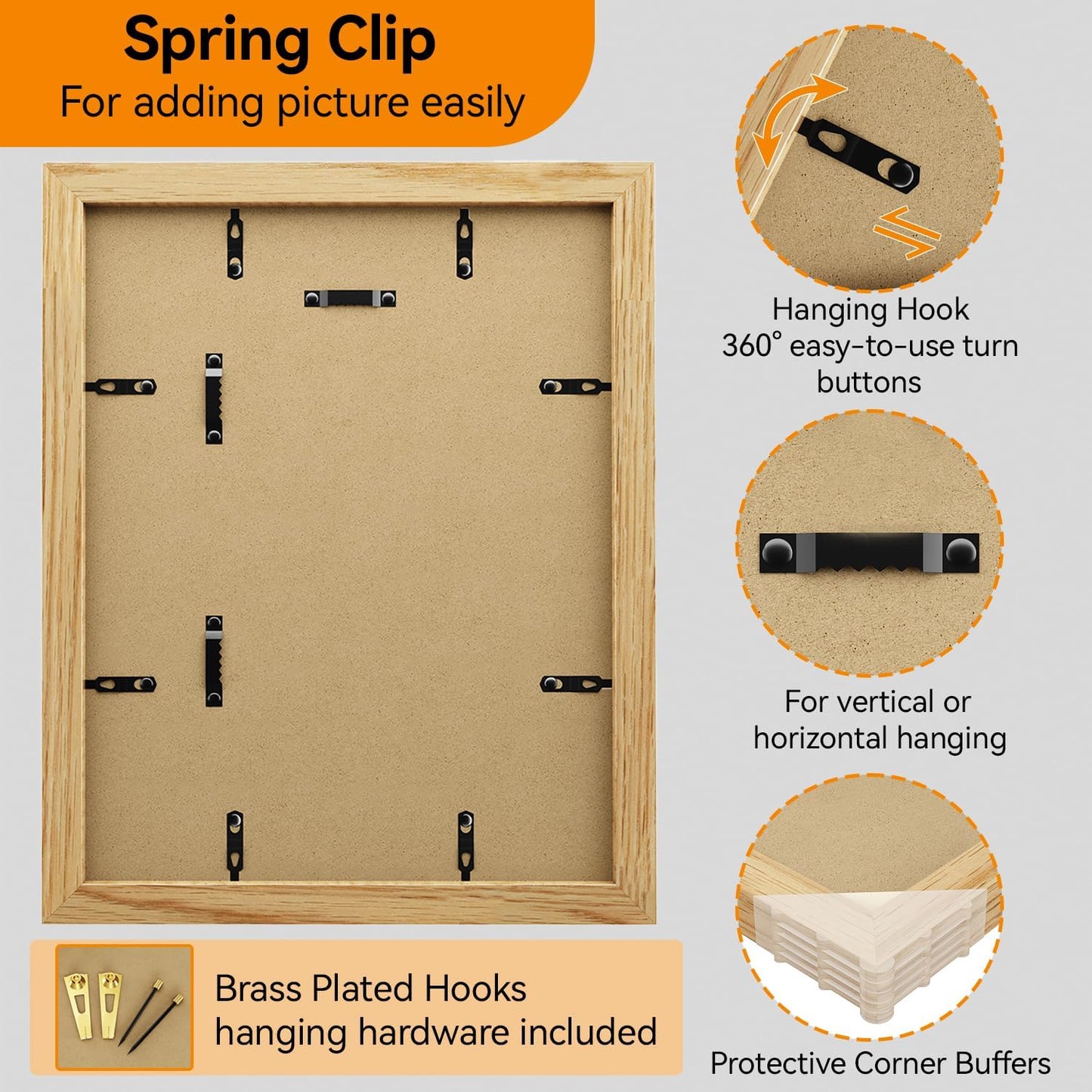 IBUYKE 11 x14 Picture Frame,Solid Oak Wood 11x14 Photo Frame with Mat to 8x10,11x14 Picture Frames With Tempered Glass,Wall Mount Display,Home Decor,Natural Oak 14 x 11 Frame,UWPF1114N