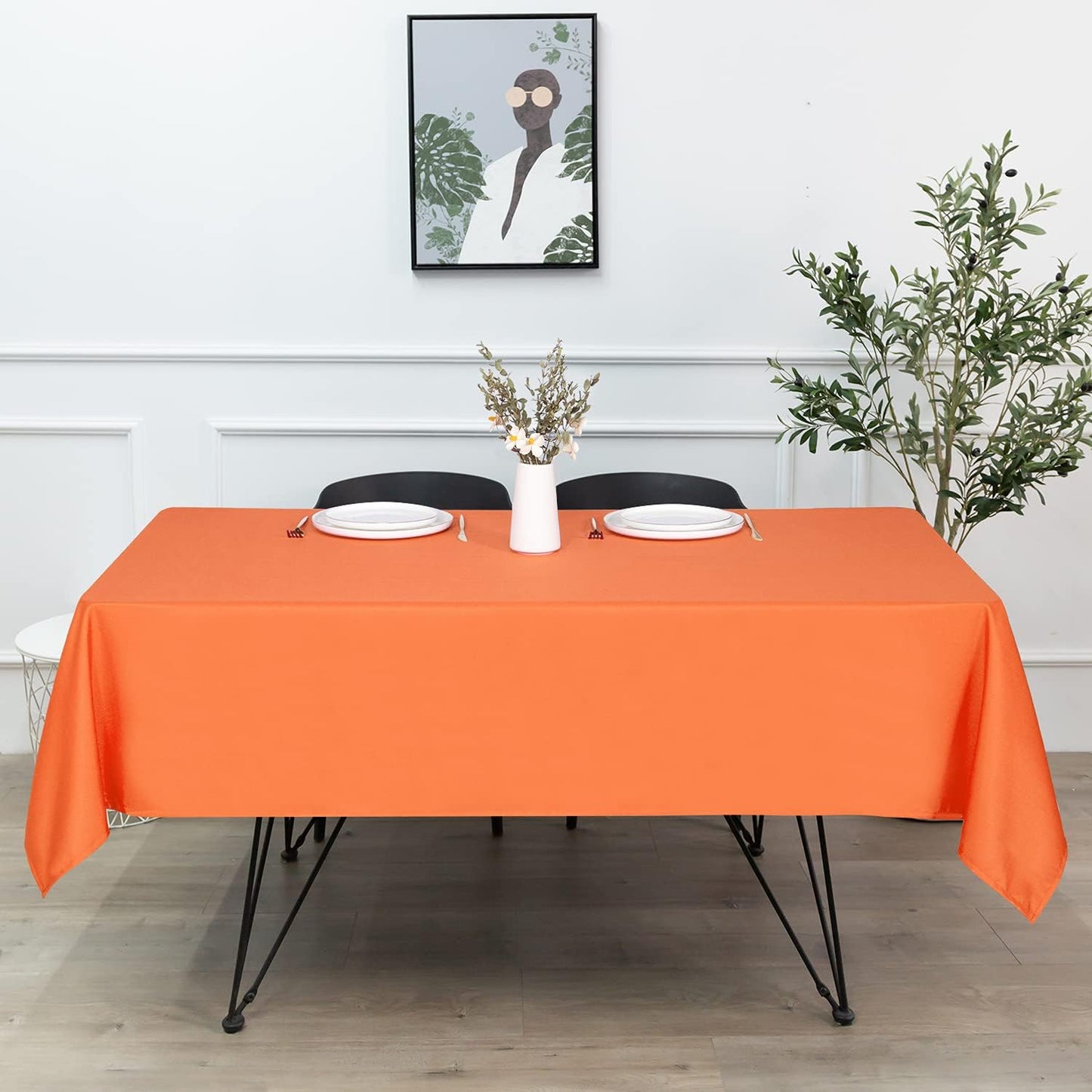 sancua Rectangle Tablecloth - 54 x 120 Inch - Stain and Wrinkle Resistant Washable Polyester Table Cloth, Decorative Fabric Table Cover for Dining Tables, Buffet Parties and Camping, Orange