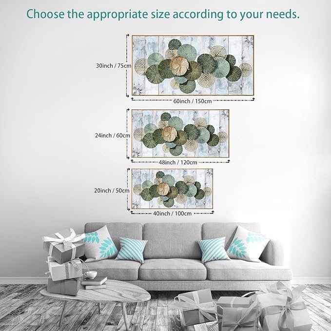 Wall Art Simple Wall Decor Green Canvas Painting Abstract Wall Art for Bedroom Living Room Dining Room Home Office Decor 30"x60" with Framed