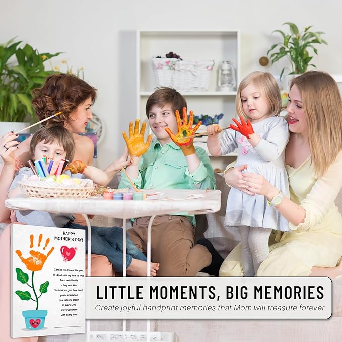 MIKAYENUS Mother's Day Handprint Craft - Baby Handprint Kit for Kids - Handmade Gifts for Mom & Grandma - DIY Art Activities - First Mother's Day Craft Gift - Kids Art Project Set