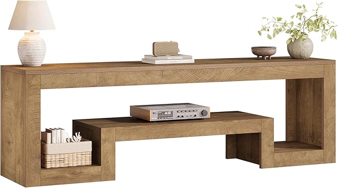 Tribesigns 63-Inch TV Stand for 55/60/65/75-Inch TVs, Farmhouse Entertainment Center with Open Storage Shelves, Wood Television Console for Living Room, Bedroom