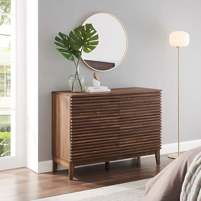 Modway Render Mid-Century Modern 6-Drawer Desser in Walnut