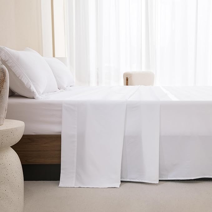 Andency California King Size Comforter Set with Sheets White - 7 Pieces Cal King in a Bag Boho Bedding Sets, White Fringe Bed Set with Comforter, Sheets, Pillowcases & Shams