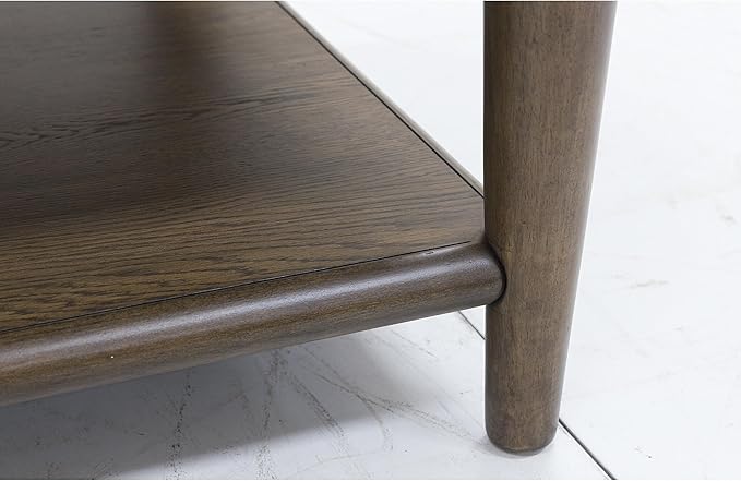 Signature Design by Ashley Roanhowe Contemporary 2-Drawer Coffee Table with Open Lower Shelf and Tapered Legs, Dark Brown