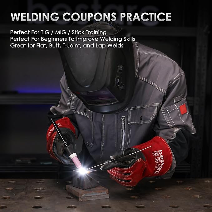 bestarc Welding Coupons, 24Pcs 3×3" & 2×2" Mild Steel Welding Practice Kit, 11 Gauge Welding Training Metal, Welding Plate Kits for beginners DIY Cube MIG TIG Stick