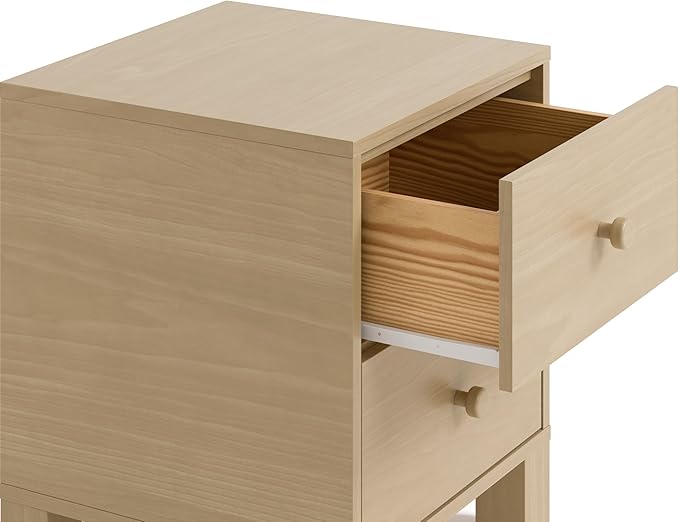 Storkcraft California 2-Drawer Nightstand (Driftwood) – GREENGUARD Gold Certified, Premium Wood Storage for Kids and Teens, Elegant Design with Iconic Block Feet
