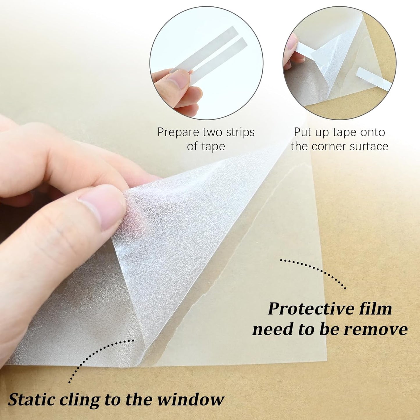 Window Privacy Film, Frosted Glass Static Cling Non-Adhesive Window Cover For Bathroom UV Sunlight Blocking Heat Control For Home Decorative Frosting Pure Matte White Size 23.6 x 118.1 Inches