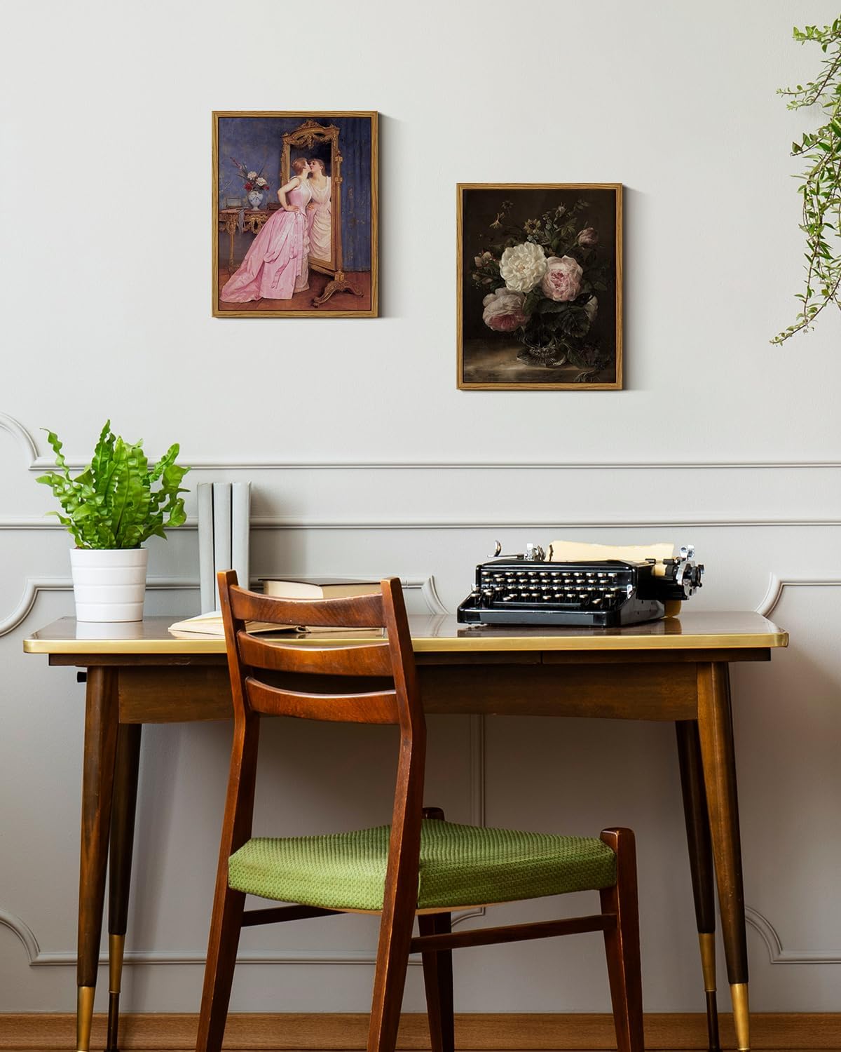 VIYYIEA Framed Canvas Wall Art Home Decor Humorous Wall Art for Living Room Vintage Portrait Art Oil Painting Picture Woman Portrait Home Office Decor Bedroom Wall Decor -Self-love 8x10in