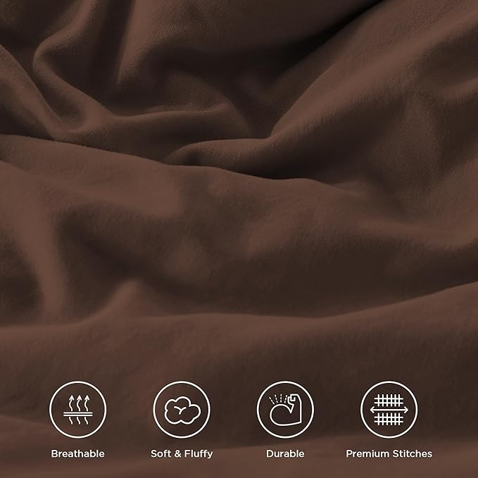 Andency Brown Full Size Comforter Set (79x90Inch), 3 Pieces Fluffy Farmhouse Shabby Chic Ruffle Bedding Comforter Sets, All Season Soft Lightweight Bed Set