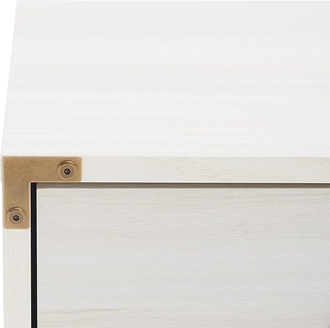 SAFAVIEH Home Collection – Galio Bleached White & Gold 2-Drawer Nightstand, Vintage-Inspired Bedside Table with Storage for Bedroom (NST9600C)
