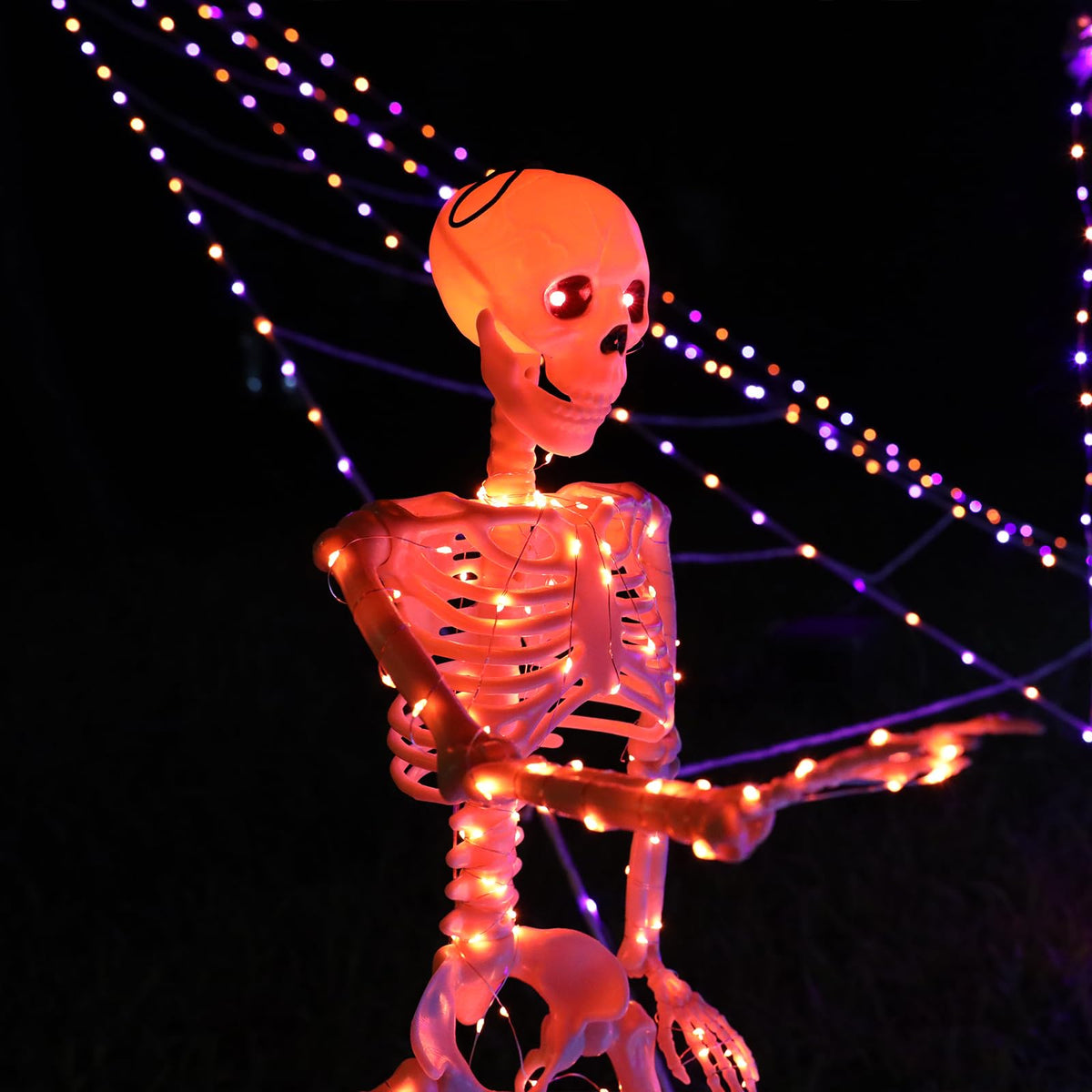 Halloween Decorations Outdoor Skeletons Set (Orange + Purple)