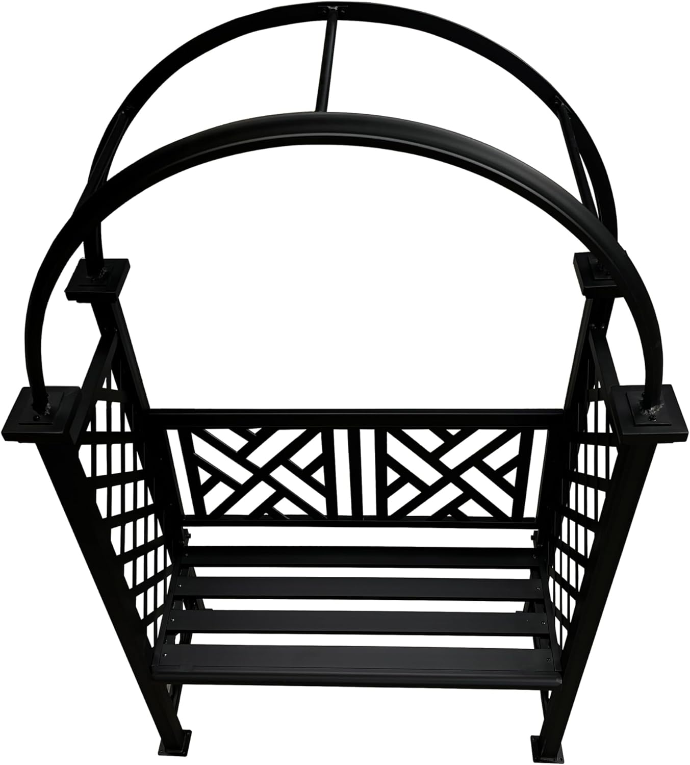 Black Aluminum Garden Arbor Arch with 2-Seater Bench