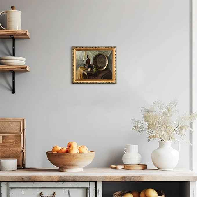 uniro Vintage Gold Framed Wall Art for Home Decor, Farmhouse Wall Decor Still Life Canvas Artwork, Antique Kitchen Wall Art Picture, Rustic Kitchen Art Prints Aesthetic Picture for Dining Desktop Decor- 8x10Inch