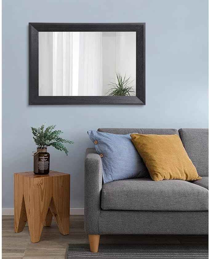 AAZZKANG Black Mirrors for Wall Rectangle Wood Framed Large 26"x18" Decorative Wall Mirror for Bedroom Bathroom Living Room Dressing Room Entryway