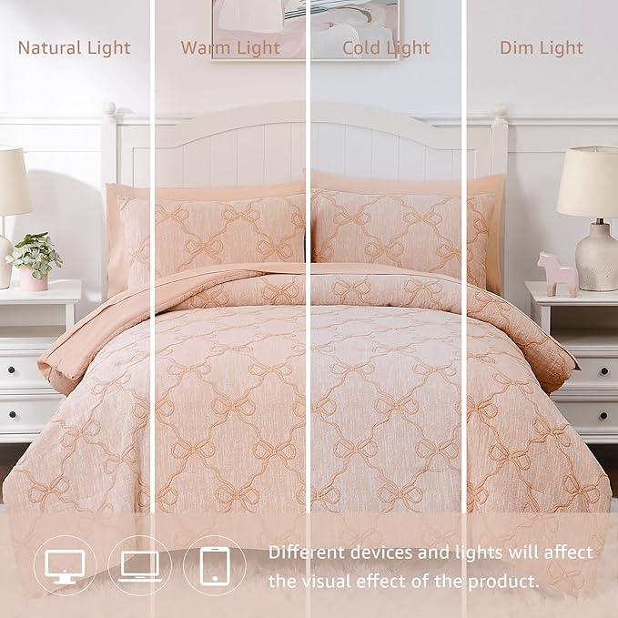 Twin Comforter Set with Sheets for Girls-5 Pieces Twin Bedding Sets with Orange Pink Comforter, Sheets, Pillowcase & Sham for Kids (Orange Pink Diamond, 66" X 86")