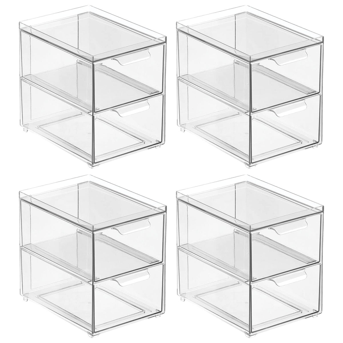 Stackable Storage Containers Box with 2 Pull (4 Count)