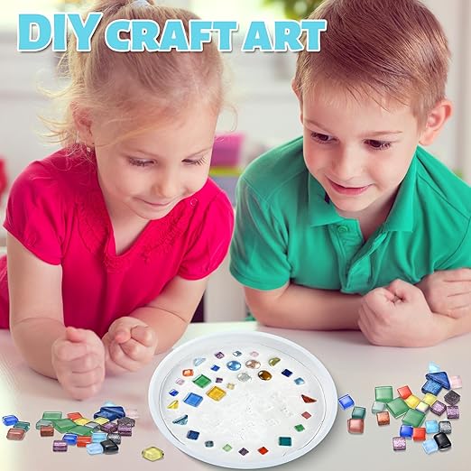 5 Pcs 3 Size Stepping Stone Kit for DIY Outdoor Garden Stepping Stone Includes Cement Molds Mosaic Tiles and Concrete Letter Stamps No Concrete Mix(White)