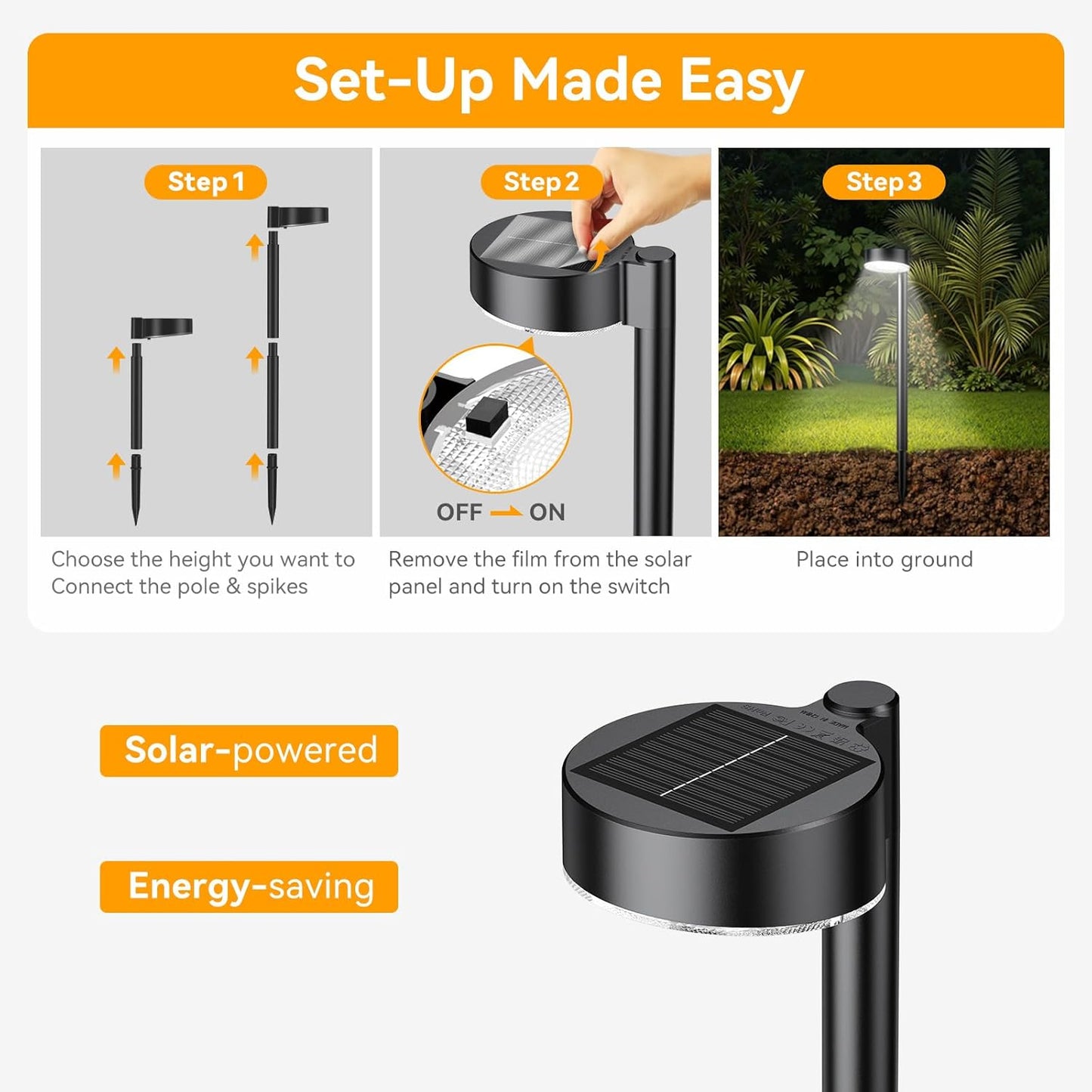 6 Pack Solar Pathway Lights Outdoor, 12 Brighter LED Solar Lights Outdoor Waterproof, Up to 12 Hrs Modern Path Light for Yard Garden Walkway Driveway Lawn, Cool White