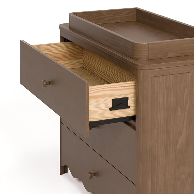 Storkcraft Casablanca 3 Drawer Chest with Removable Changing Topper (Hazelnut) – GREENGUARD Gold Certified Wood Dresser for Baby & Kids, Interlocking Drawer System for Safety