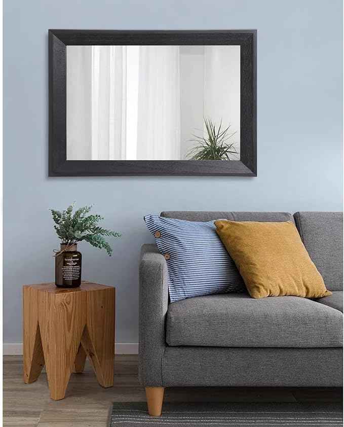 AAZZKANG Black Mirrors for Wall Rectangle Wood Framed Large 28"x20" Decorative Wall Mirror for Bedroom Bathroom Living Room Dressing Room Entryway