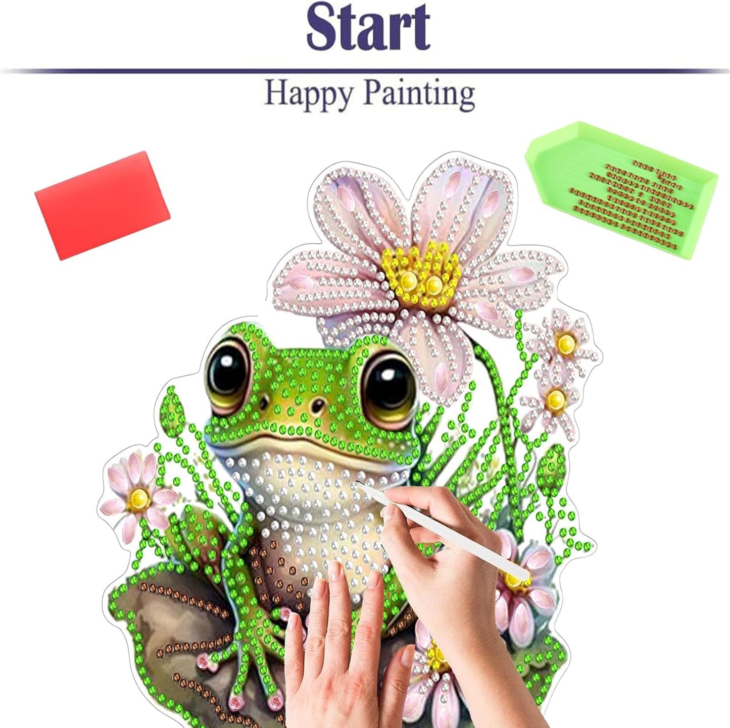 Diamond Painting Kits for Adults Beginners, 5D Full Drill Frog Crystal Art Desktop Ornament, DIY Single Sided Home Office Desk Decor, Creative Craft Gift Set with Tools