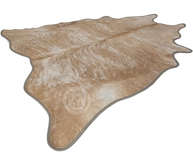 Sunshine Cowhides 100% Genuine Palomino White Cowhide Rug - Modern Style Animal Skin Rug & Floor Carpet for Living Room, Bedroom, Kitchen & More - Large (6x6-7ft)
