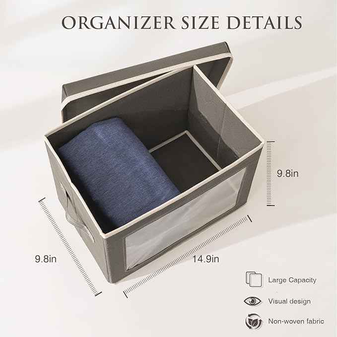 Closet Organizers and Storage Bins, Clothes Organizers with Lid & Window, Storage Bins Bundled Product