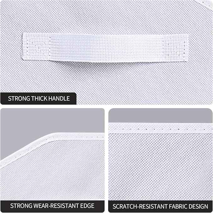 Fabric Bins for Organization - Trapezoid Storage Cubes, Large Baskets for Storage, 6 Pack Shelf Baskets, Closet Organizer Bins for Clothes, Books, Home, Office, White