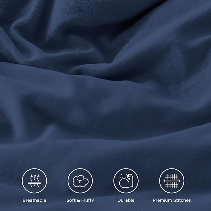 Andency Navy Blue California King Comforter Set (104x96Inch), 3 Pieces Farmhouse Shabby Chic Ruffle Bedding Comforter Sets, Lightweight Fluffy Soft Microfiber All Season Bed Set