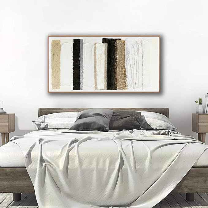 Abstract Canvas Wall Art Decor Maximalist Home paintings Decor Wall Art Prints Modern Framed Wall Decorations Multicolor Overlapping Strips Artwork 20×40 inch for Living Room Wall Bedroom Kitchen Office Decor