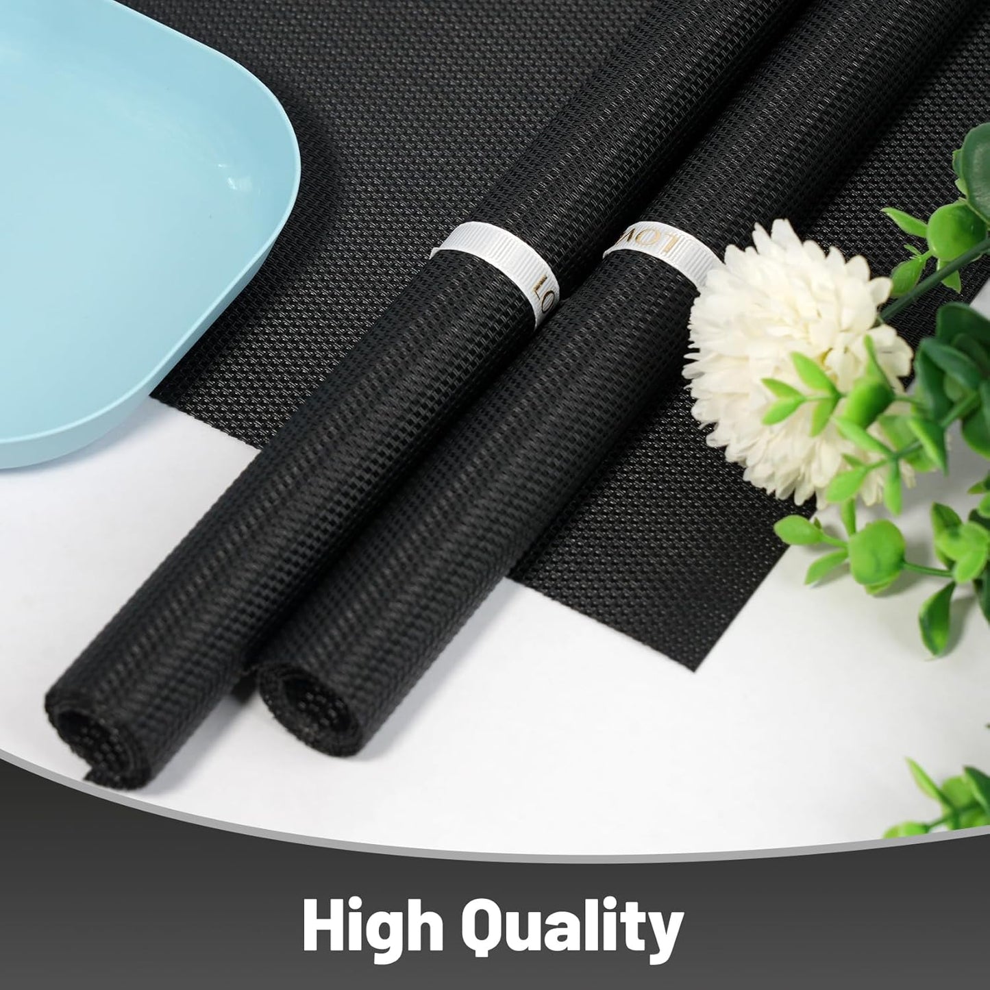Placemats Set of 6,Non-Slip PVC Weave Table Mats Easy to Clean,Heat Resistant Place Mats for Kitchen Dining Table Decoration Indoor Outdoor,Black