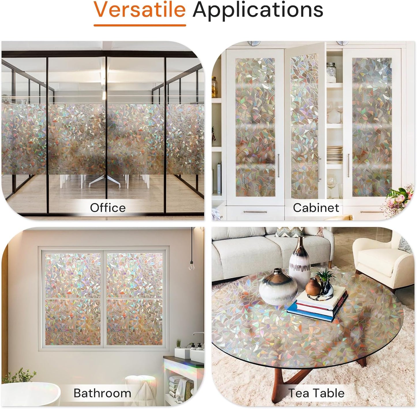 DOWELL Window Privacy Film, Rainbow Window Film, Decorative Stained Glass Clings, Static Cling Door Sticker, Non-Adhesive 3D Decals for Home UV Protection, Dark Brown, 23.6 x 118 inches