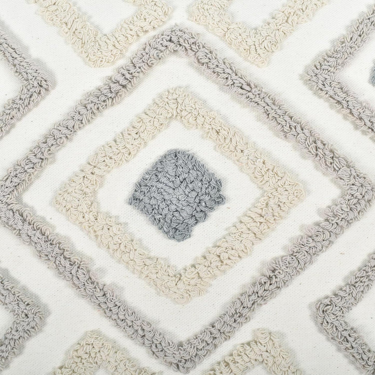 Boho Pillow Covers 18X18 Inch Boho Tufted Throw Pillow Covers Decorative Tassels Cushion Cover Farmhouse Pillow Case for Couch Sofa Bed Living Room Bedroom, Grey Netural