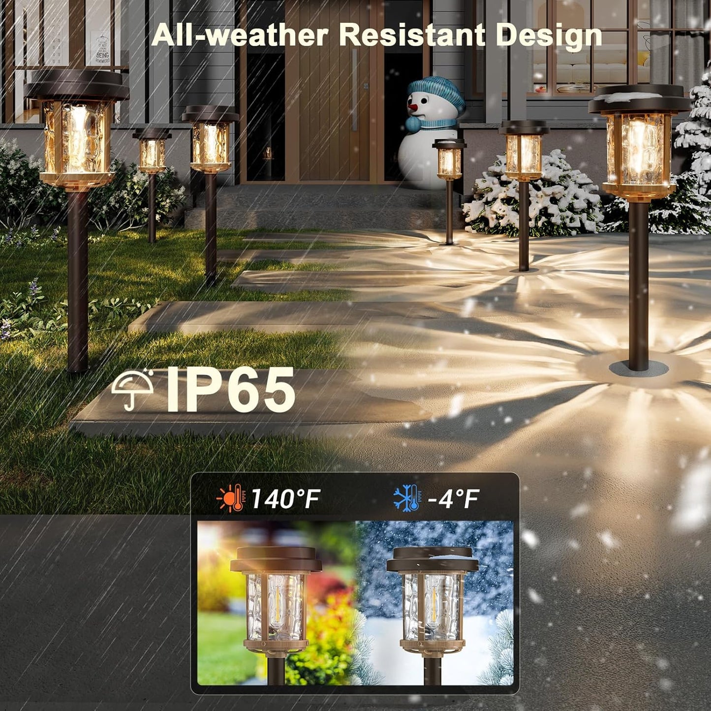 XMCOSY+ Solar Pathway Lights, Dual-Tone Solar Lights Outdoor Waterproof IP65, 20 LM LED Bright Glass Outside Light for Garden Path Yard Walkway Driveway (Black & Brown)