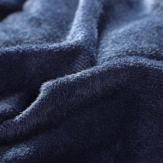 Smoofy Fluffy Queen Comforter Set, Faux Fur Comforter Set Queen Size, Luxury Fuzzy Bedding Set, Soft Shaggy Bed Set for All Season, 3 Pieces - 1 Comforter & 2 Pillowcases, Navy