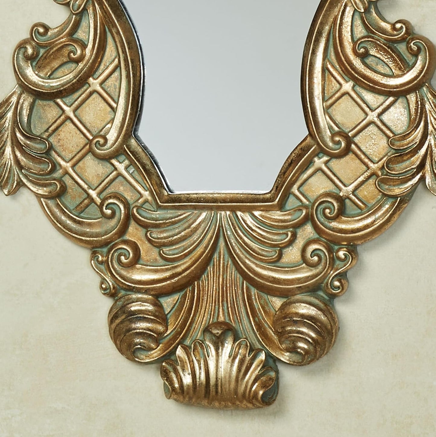 Lattice Scroll Gold Traditional Classic Wall Mirrors | Set of Three | Vintage Accent Hanging Mirror for Bedroom, Living Room, Office, Hallway | Victorian Style Decor