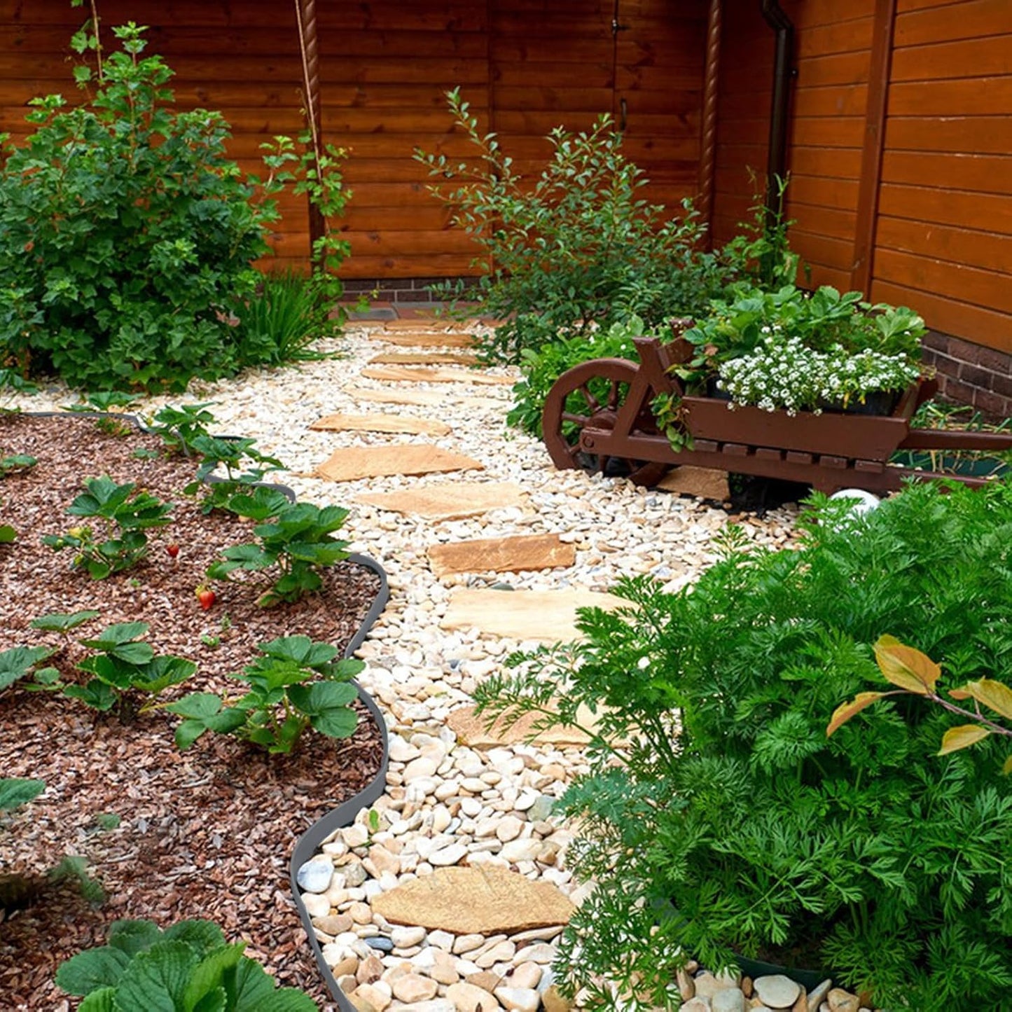 33FT Landscape Edging, 4in Tall Garden Edging Border with 30pcs Stakes Straight Top Edging for Yard Garden DIY Flower Beds Sidewalks Paver Edging, Grey