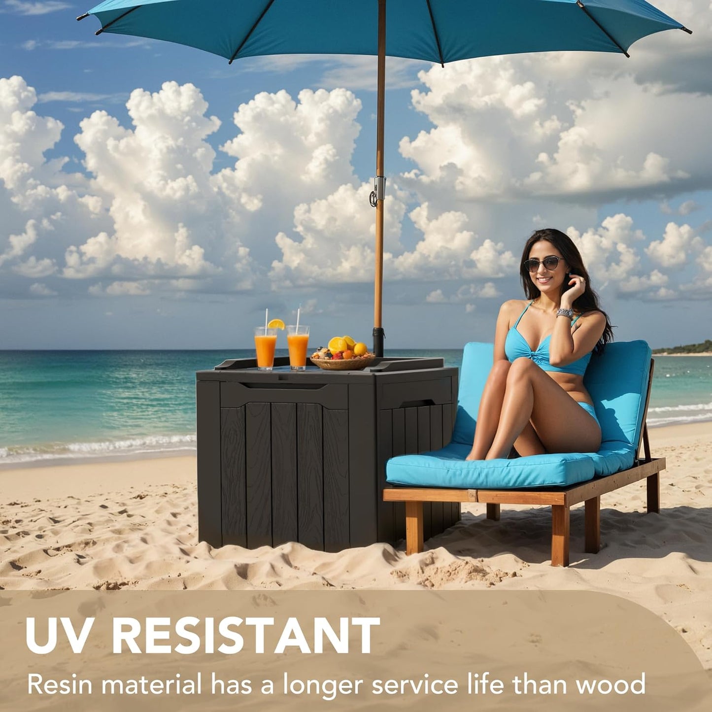 Devoko 30 Gallon Resin Deck Box Outdoor Indoor Waterproof Storage Box for Patio Furniture Pool Accessories Storage for Cushion Garden Tools (30 Gallon, Black)