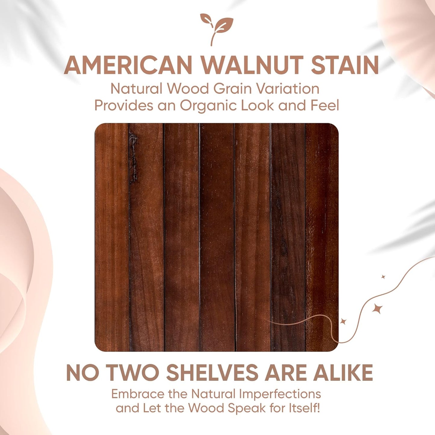 Homeforia Walnut Floating Bathroom Shelves, High End Solid Real Wood 16 inch Small Floating Shelf for Wall Mounted, Dark Brown 16inch Floating Shelves, Heavy Duty Bracket, 16 X 6.5 X 1.75 in, Set of 2