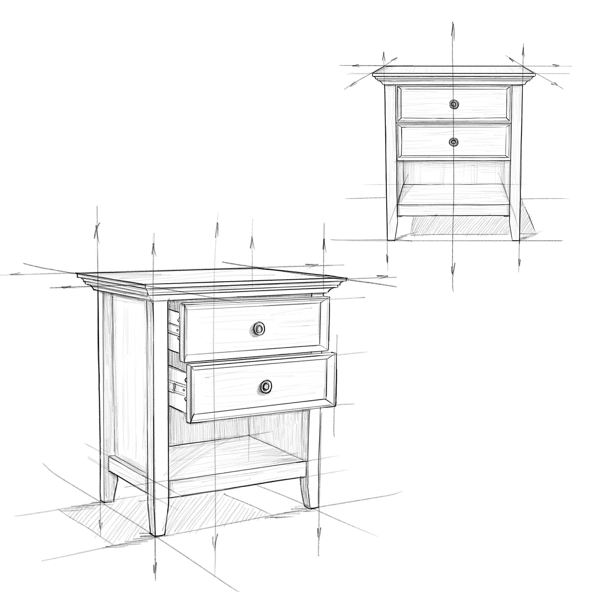 Amherst 24" Wide Solid Wood Bedside Table in Farmhouse Grey